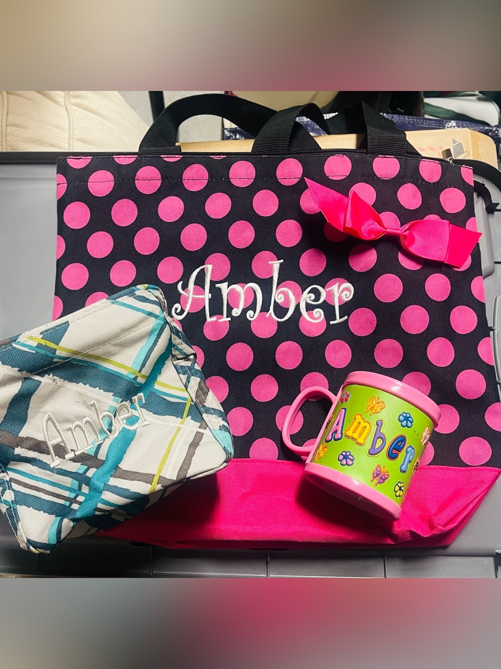AMBER Monogrammed Tote Bag Set Bundle